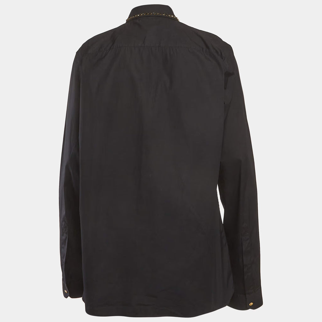 Versace Black Cotton Embellished Long Sleeve Shirt XS