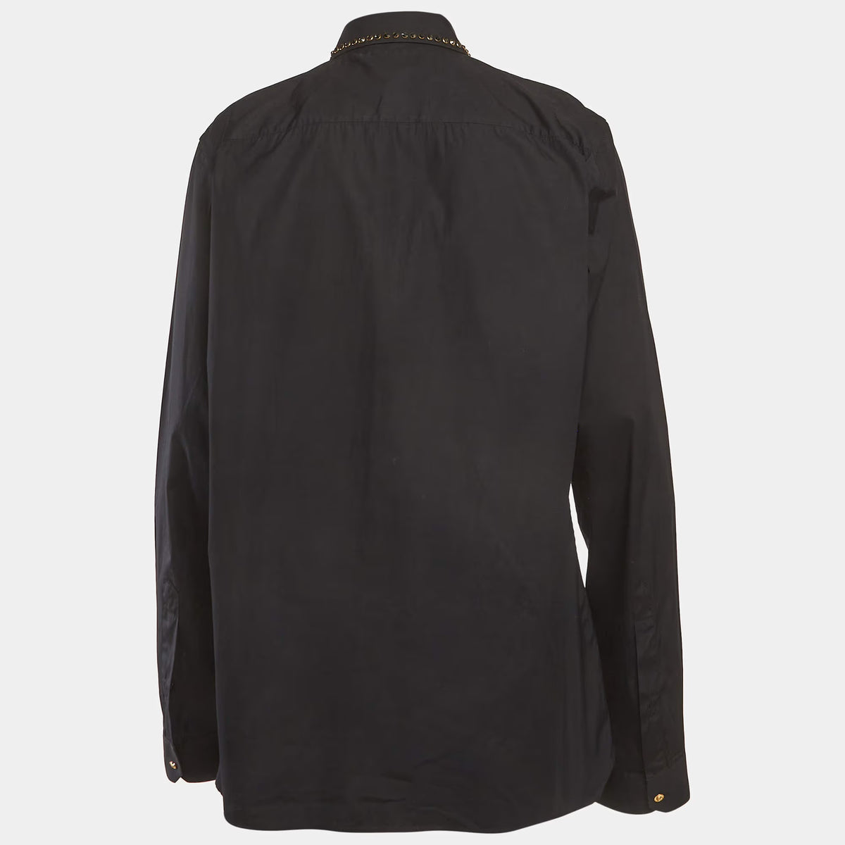 Versace Black Cotton Embellished Long Sleeve Shirt XS