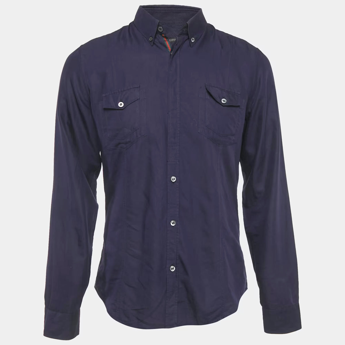 Gucci Blue Cotton Skinny Shirt XL