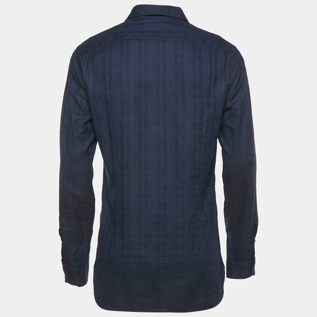 Burberry Navy Blue Checks Cotton Tailored Shirt L