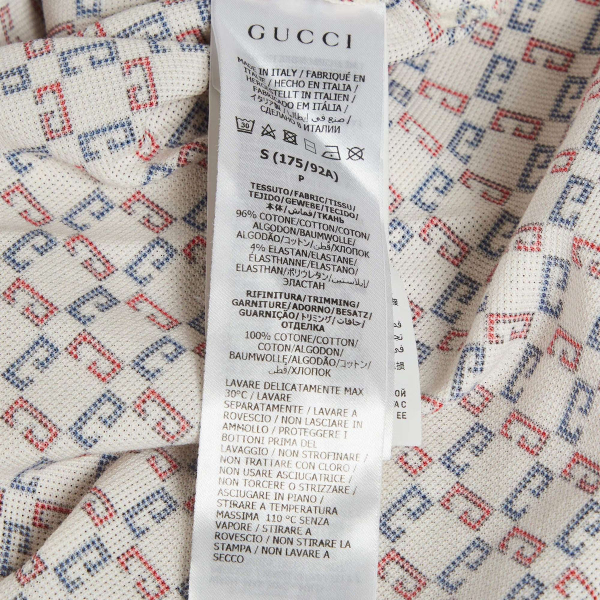 Gucci Cream Geometric G Cotton Polo T-Shirt S