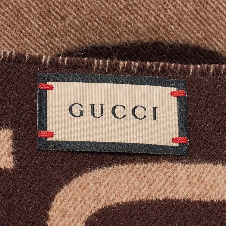 Gucci Beige/Brown GG Jacquard Wool Freedom Scarf