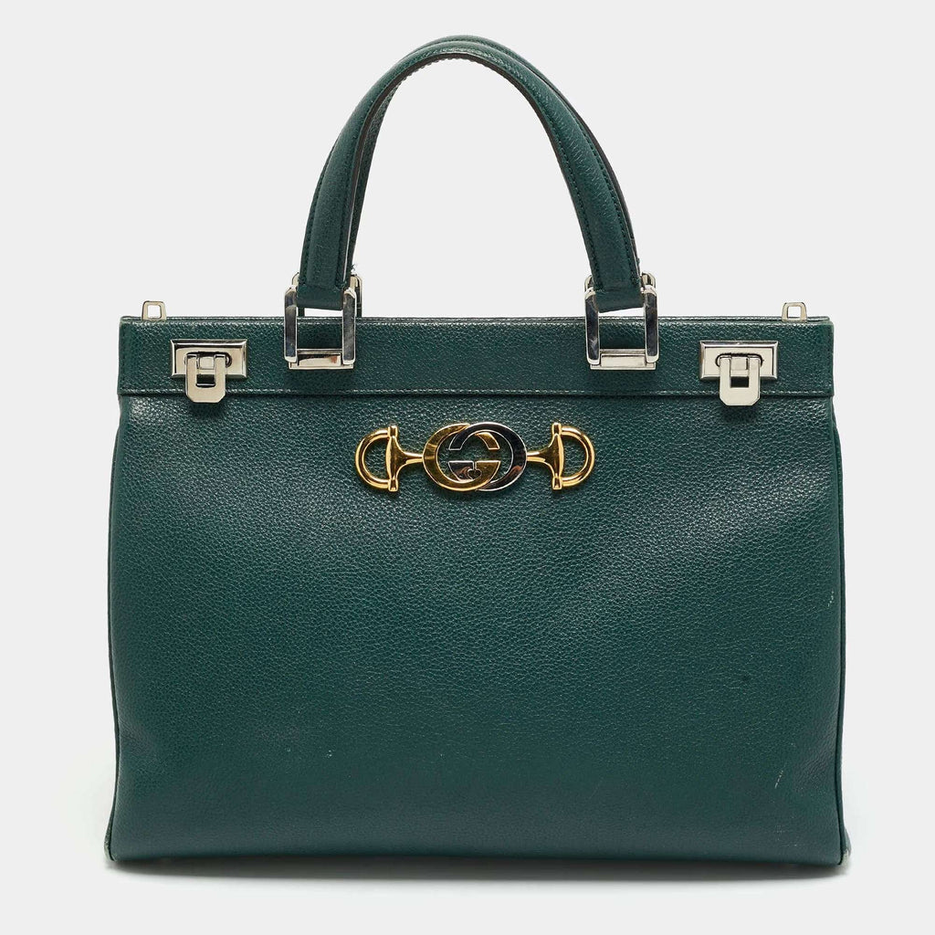 Gucci Zumi Medium Green Leather Tote
