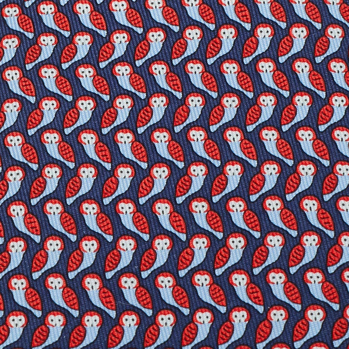 Hermes Blue/Red Chouette Alors Silk Classic Tie
