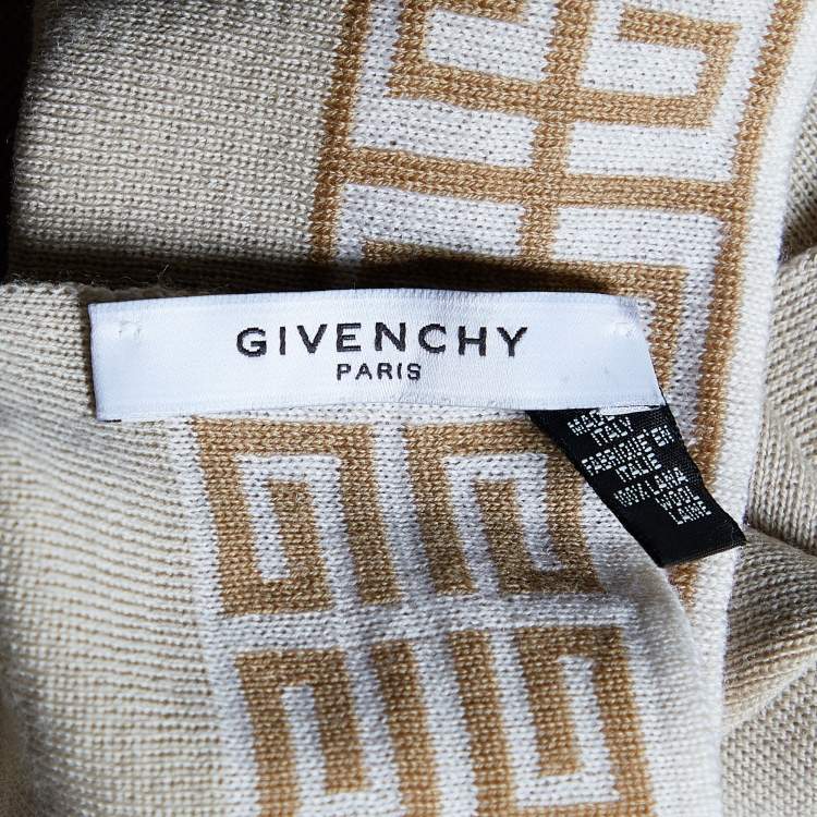 Givenchy Beige Striped Wool Scarf