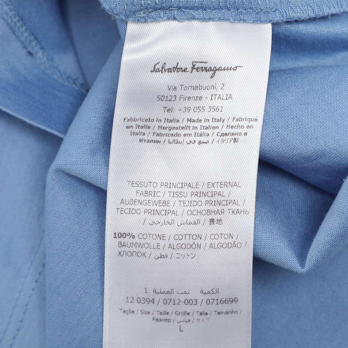 Salvatore Ferragamo Black/Blue Logo Embroidered T-Shirt L