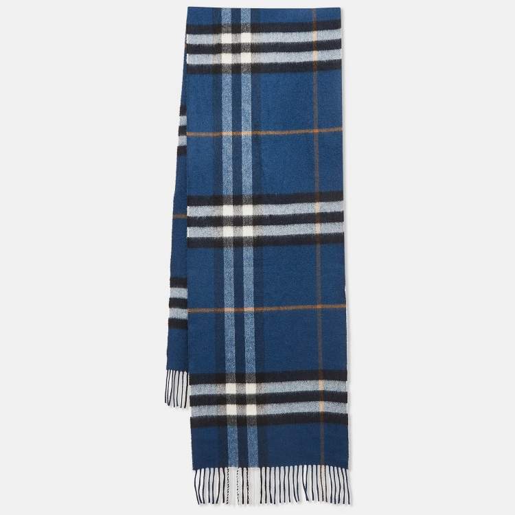 Burberry Blue Checked Cashmere Muffler