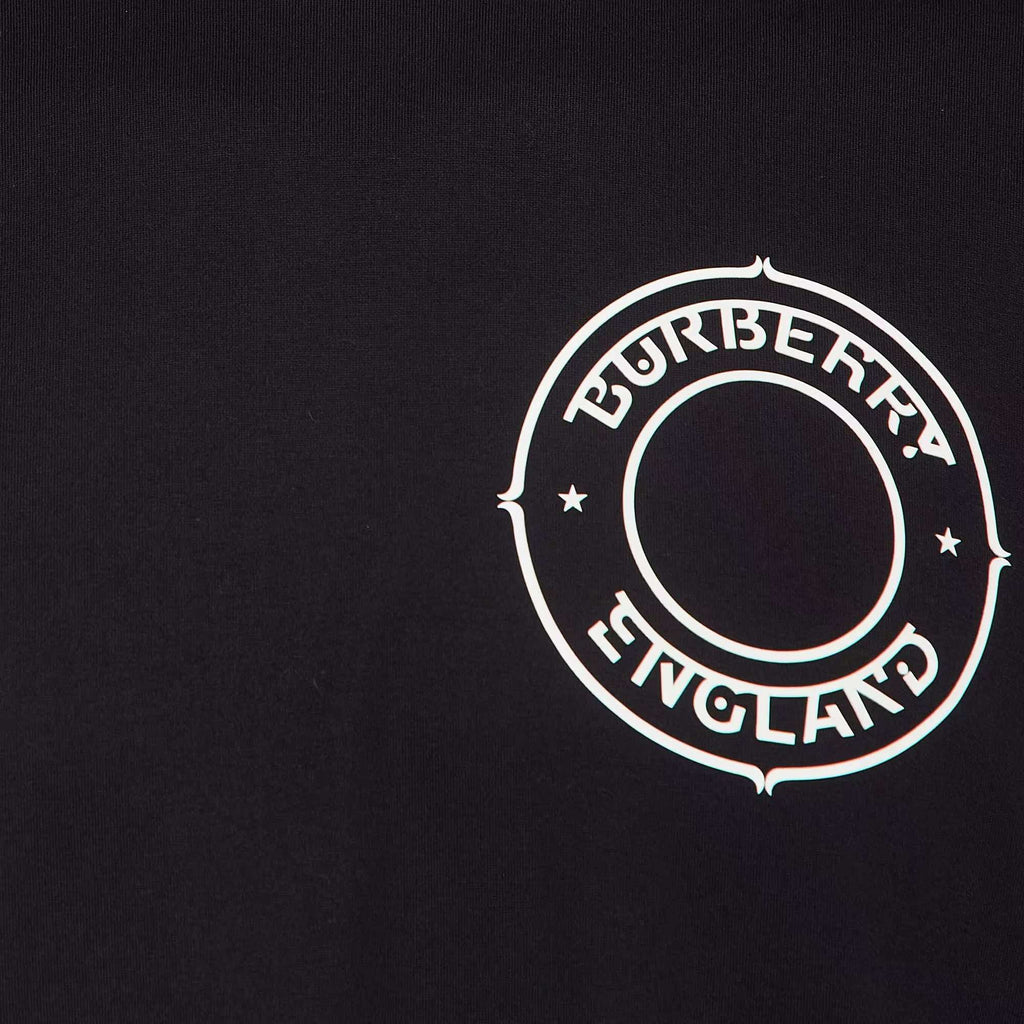 Burberry Black Printed Cotton Knit Crew Neck Tshirt XXS