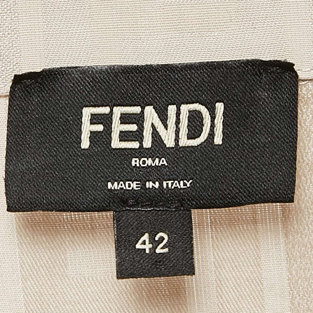 Fendi Beige Zucca Jacquard Button Front Shirt XL