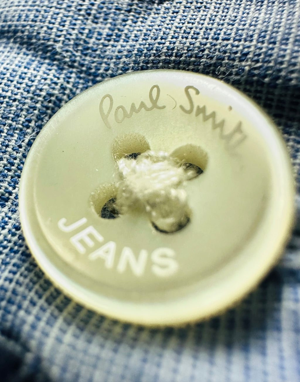 Paul Smith Jeans Polka Dot Woven Cotton Long-Sleeve Shirt - Light Blue / Navy Pre-Owned