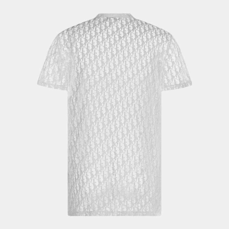 Dior White Oblique Knit Sheer T-Shirt XS