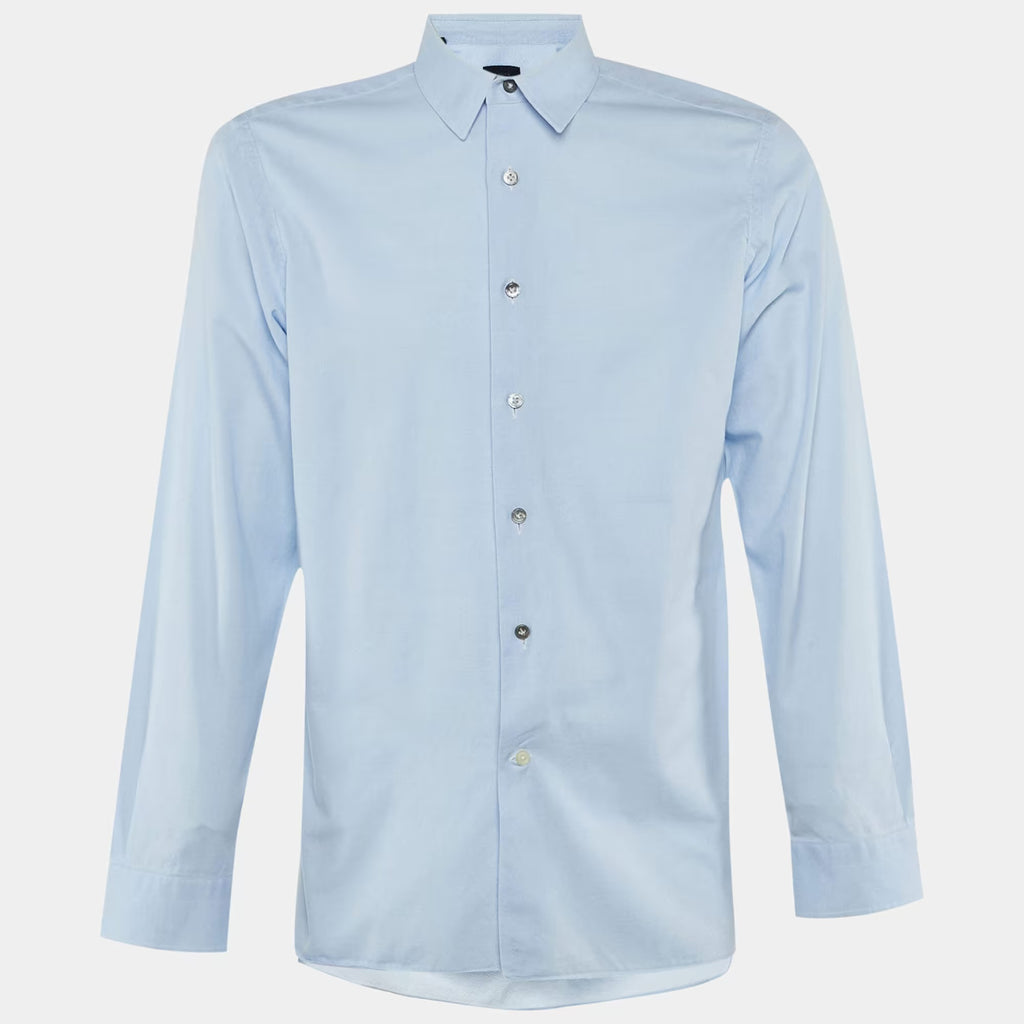 Lanvin Blue Cotton Button Front Shirt M