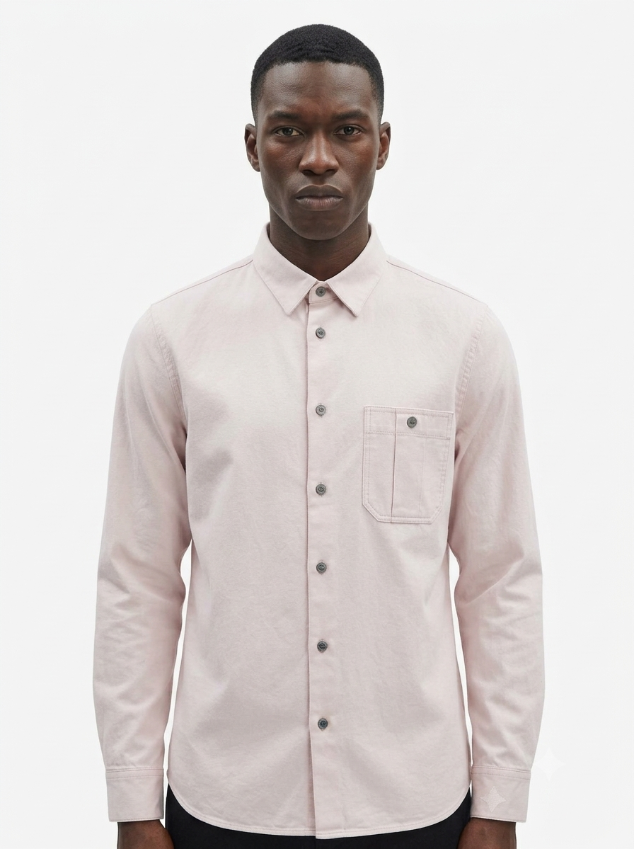 A.P.C. Rue Madame Paris Pre-Owned Light Pink Cotton Long-Sleeve Button-Down Shirt