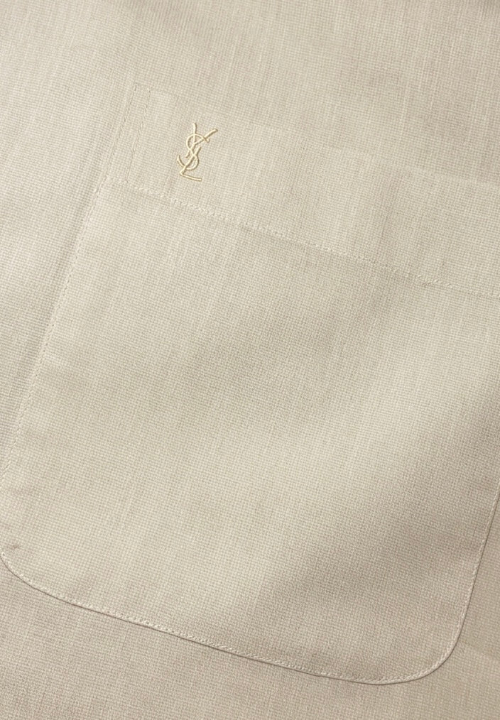 Yves Saint Laurent Embroidered YSL Logo Long-Sleeve Shirt - Cream / Beige Pre-Owned