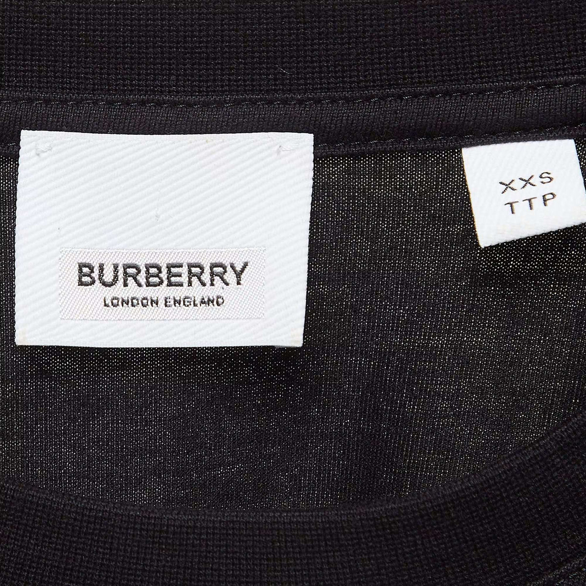Burberry Black Printed Cotton Knit Crew Neck Tshirt XXS