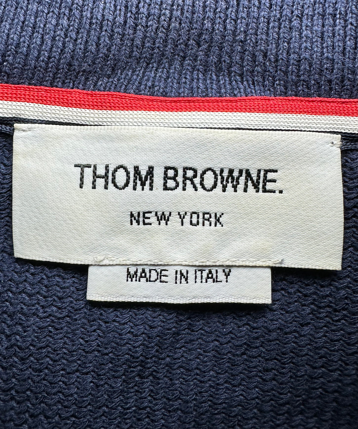 THOM BROWNE Pre Owned Navy Blue Stripes Polo Men’s Size M