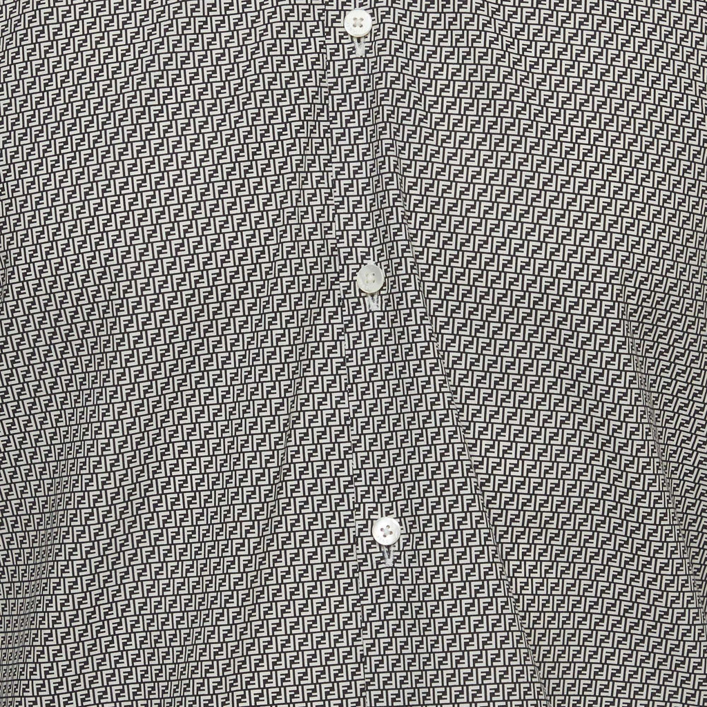Fendi Monochrome Zucca Print Poplin Button Down Shirt M