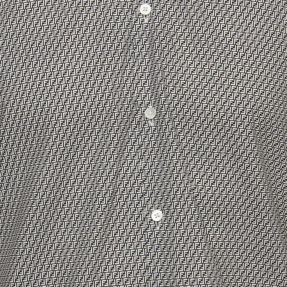 Fendi Monochrome Zucca Print Poplin Button Down Shirt M