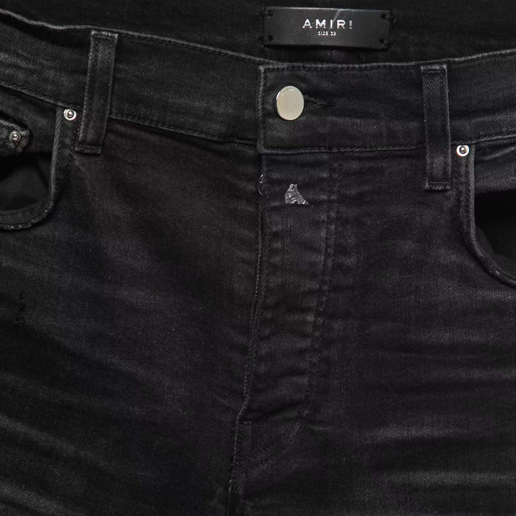 Amiri Black Distressed Denim Panelled Skinny Jeans M Waist 32"