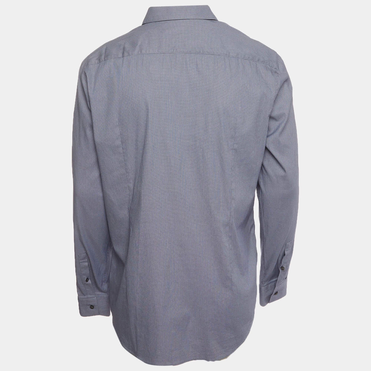 Boss By Hugo Boss Blue Textured Cotton Blend Slim Fit Isko Shirt XS