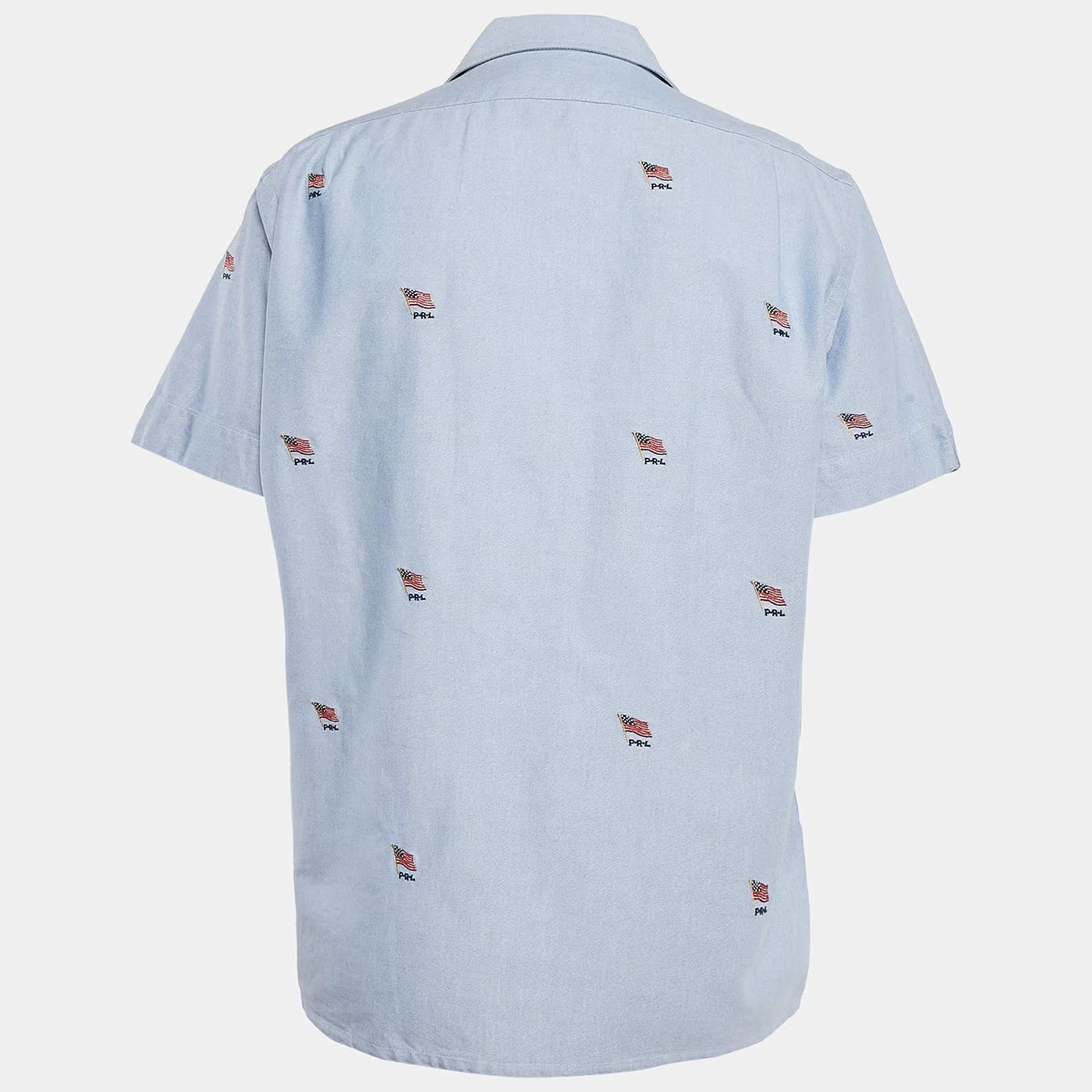 Polo Ralph Lauren Blue Flag Embroidered Cotton Half Sleeve Shirt L
