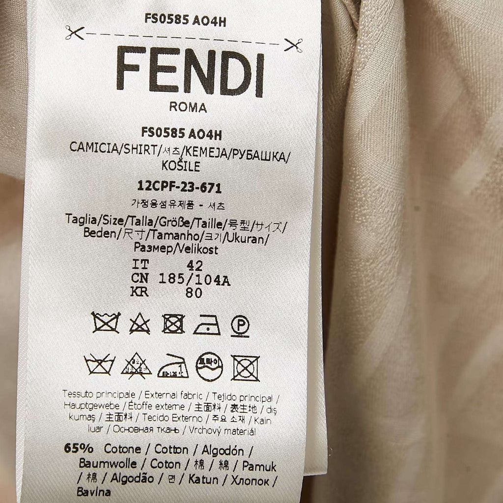 Fendi Beige Zucca Jacquard Button Front Shirt XL