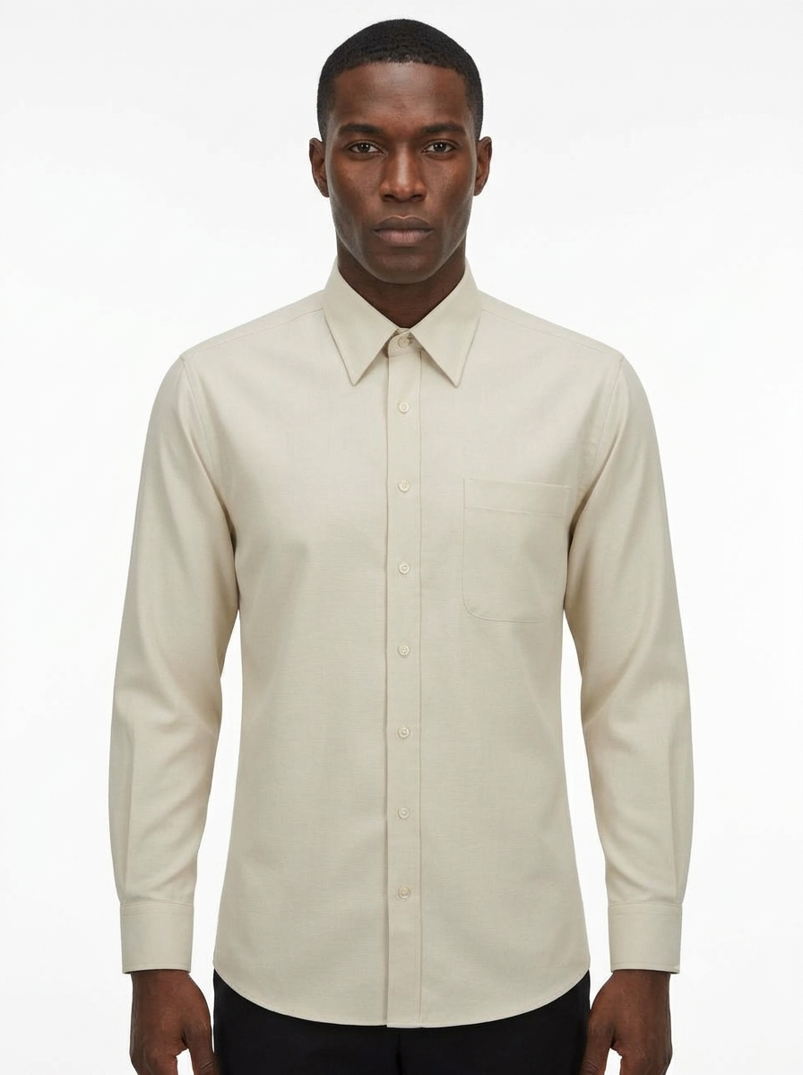 Yves Saint Laurent Embroidered YSL Logo Long-Sleeve Shirt - Cream / Beige Pre-Owned