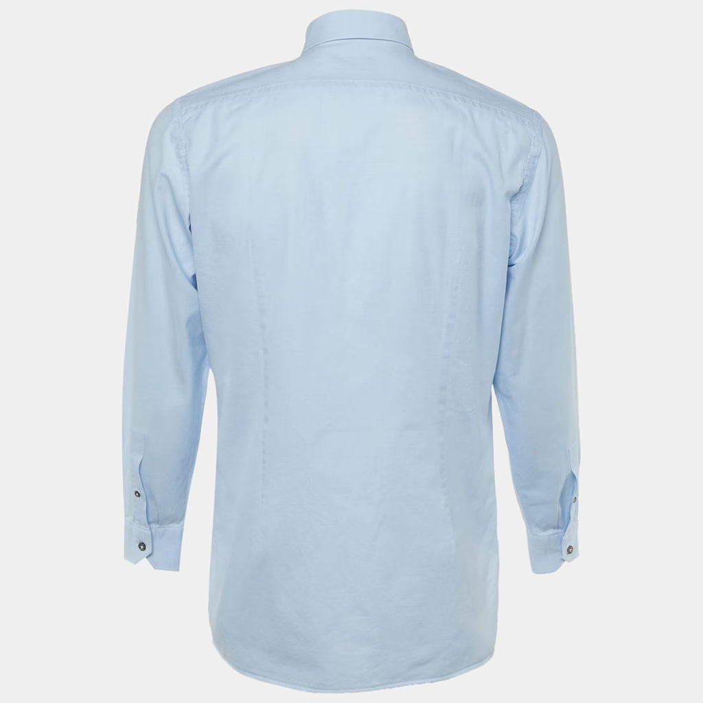 Lanvin Blue Cotton Button Front Shirt M