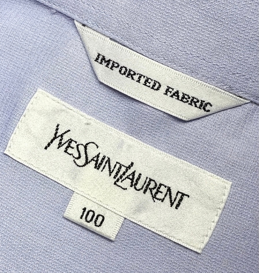 Yves Saint Laurent Embroidered YSL Logo Long-Sleeve Shirt - Periwinkle / Light Lavender Pre-Owned