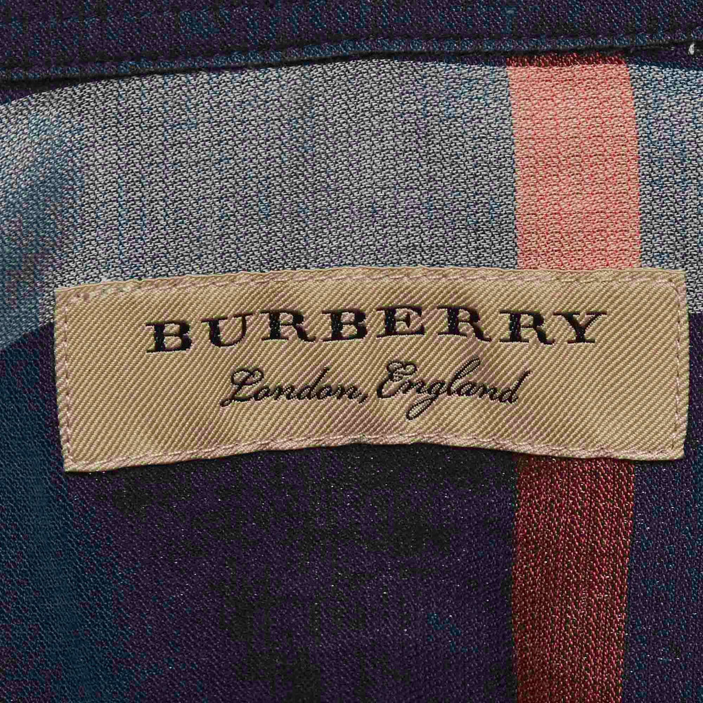 Burberry Blue Checked Cotton Button Up Shirt L