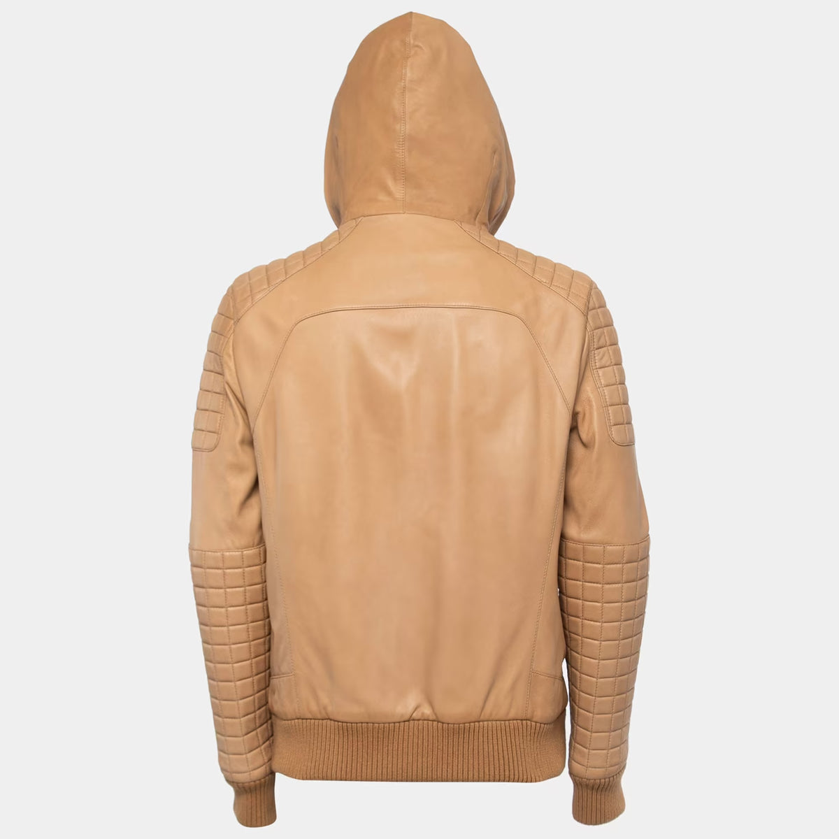Balmain Beige Lambskin Leather Hooded Jacket 2XL