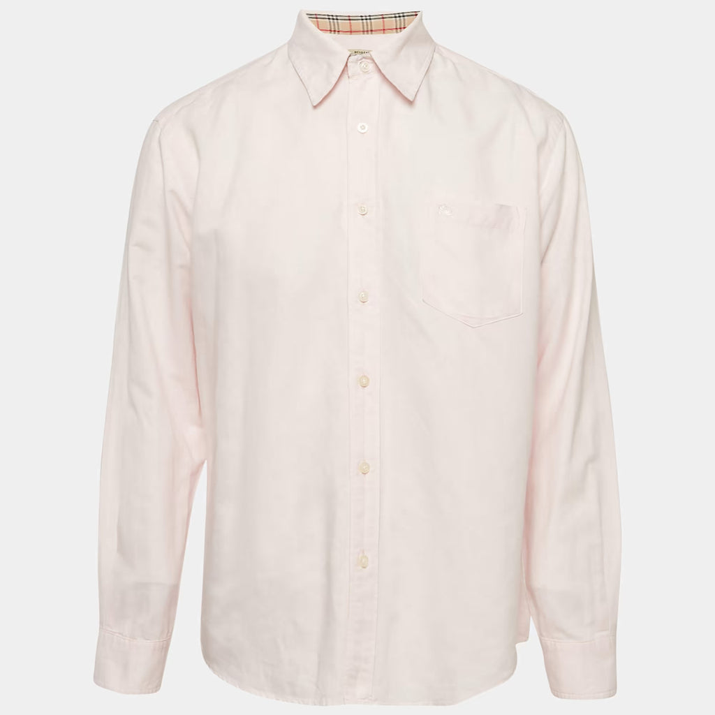 Burberry Pink Linen Long Sleeve Shirt XL
