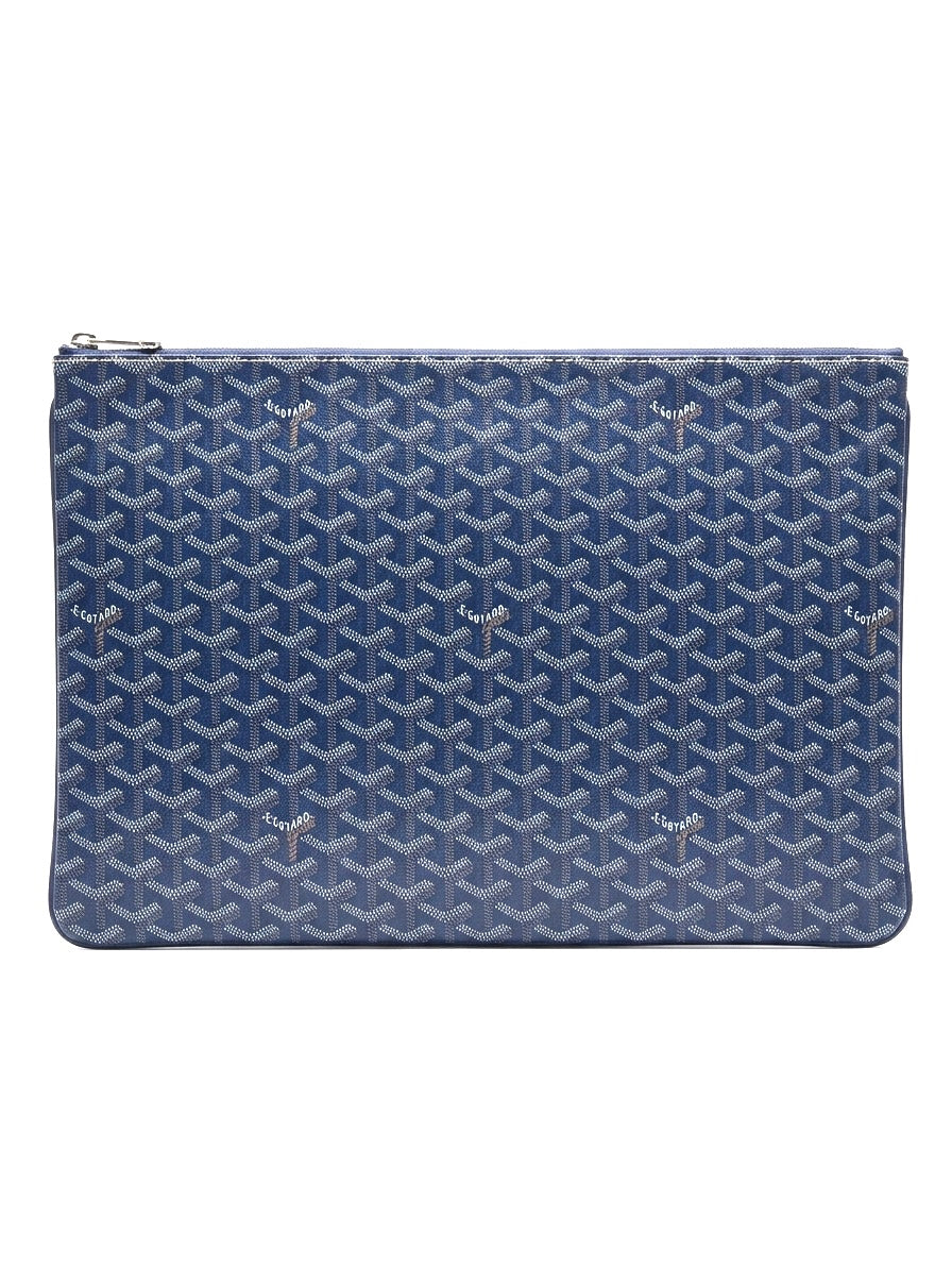 GOYARD pre-owned Senat Clutch Navy Blue Goyardine Pre Loved Unisex
