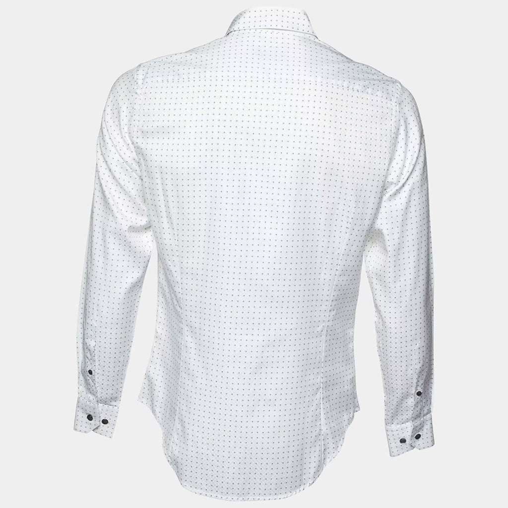 Giorgio Armani White Patterned Cotton Shirt M