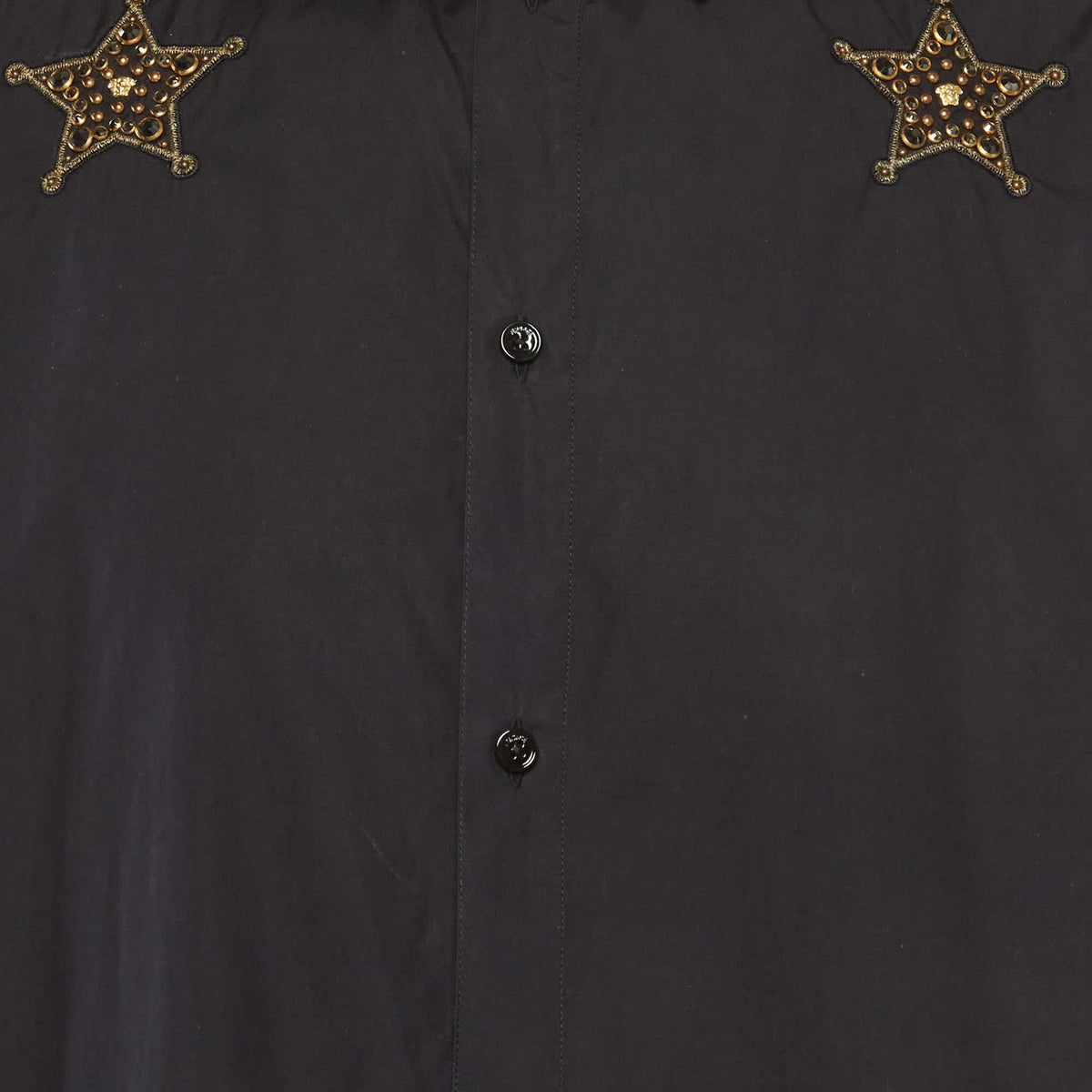 Versace Black Cotton Embellished Long Sleeve Shirt XS
