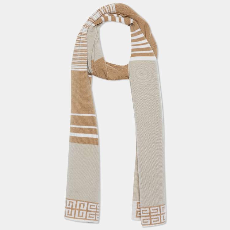 Givenchy Beige Striped Wool Scarf
