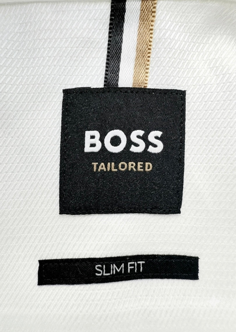 BOSS Tailored Italian Fabric Short-Sleeve Button-Up Shirt - Bright White