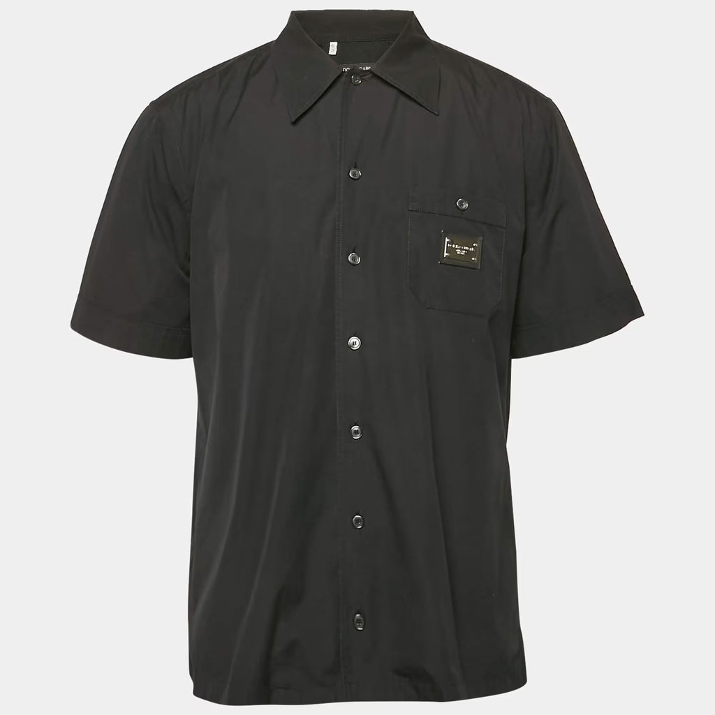 Dolce & Gabbana Black Cotton Short Sleeve Shirt M