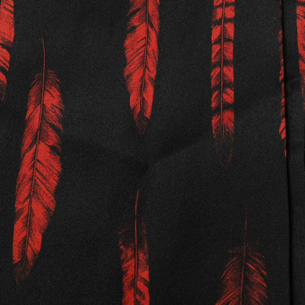 Roberto Cavalli Black Plumage Print Silk Scarf
