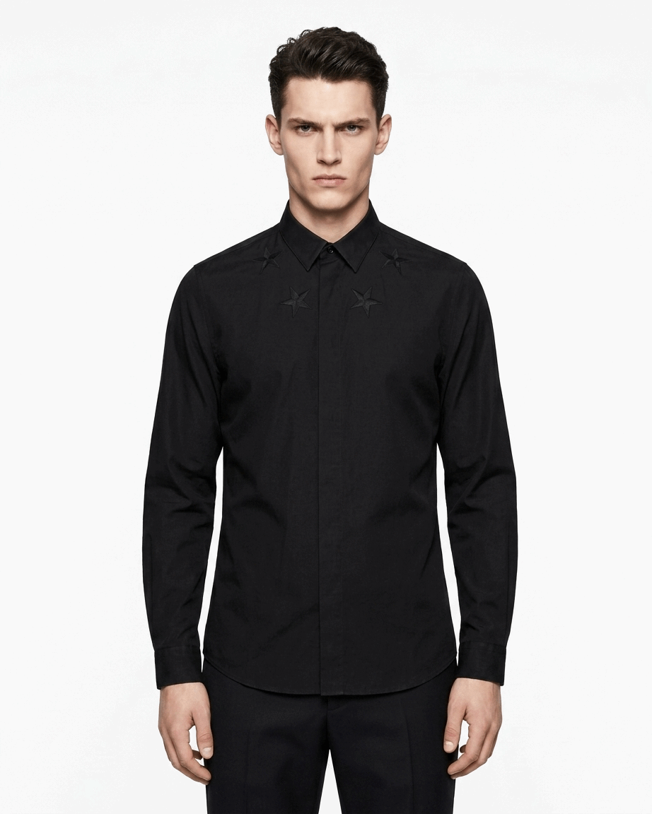 Givenchy Star Embroidered Poplin Men’s Cotton Shirt Size L