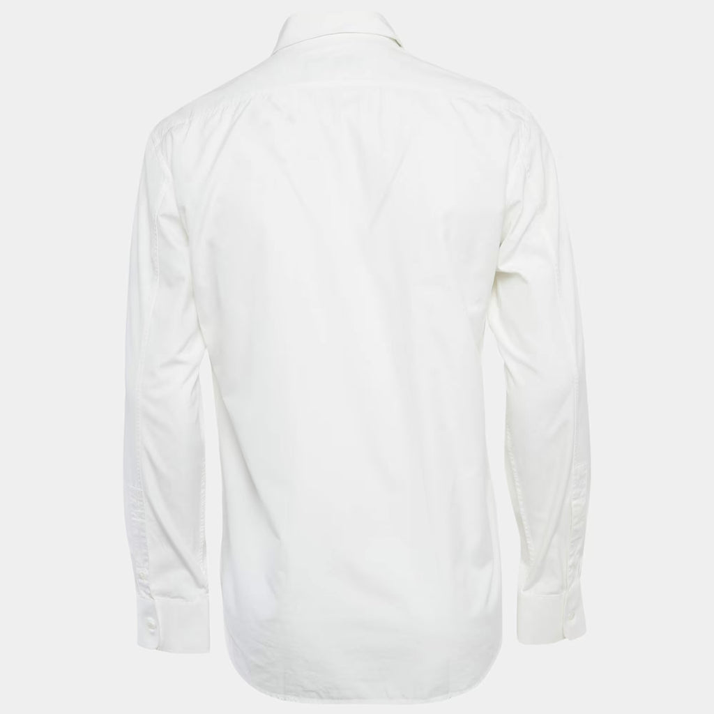 Yves Saint Laurent White Cotton Long Sleeve Shirt L