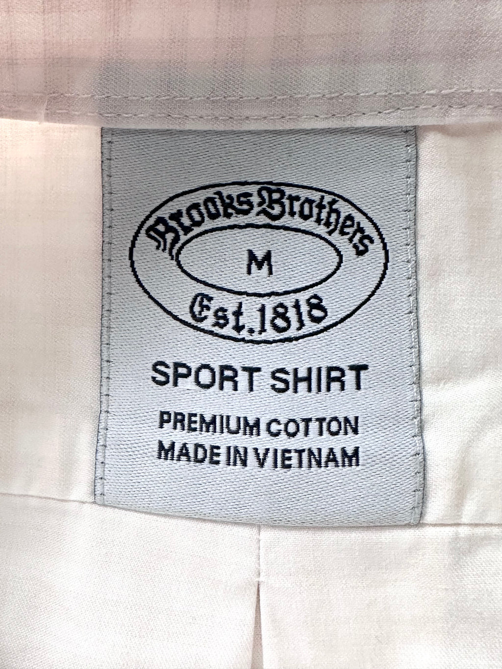 Brooks Brothers Gingham Check Button-Down Sport Shirt - Beige/White Pre-Owned