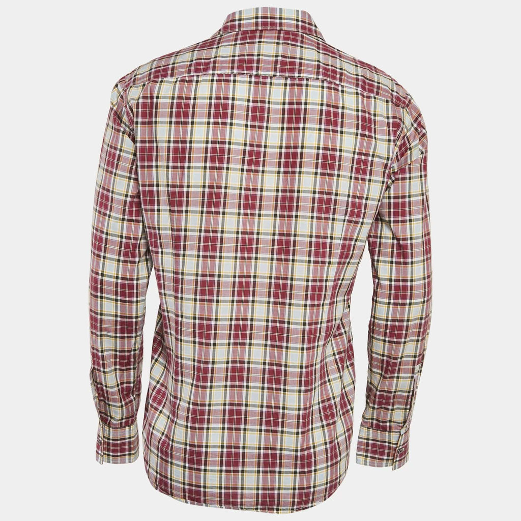 Boss By Hugo Boss Red Checked Cotton Slim Fit Ronny Shirt M