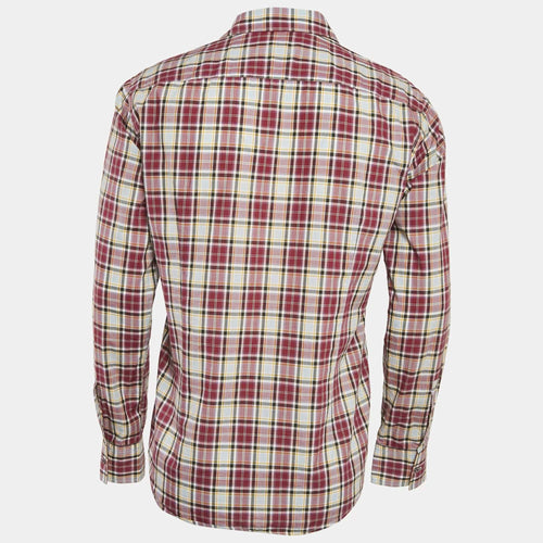 Boss By Hugo Boss Red Checked Cotton Slim Fit Ronny Shirt M
