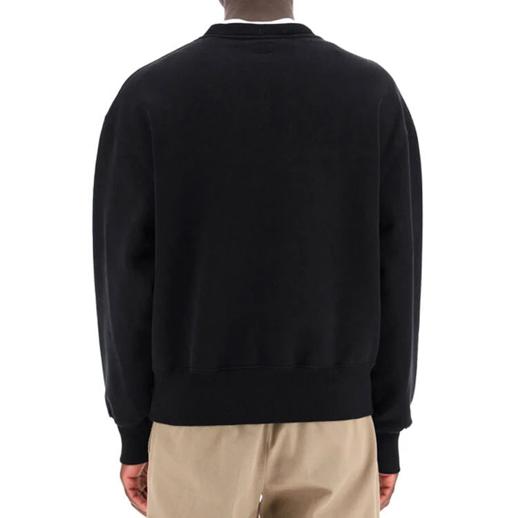 AMI Paris Oversized Ami de Coeur Towel Patch Sweatshirt - Black Unisex Pristine