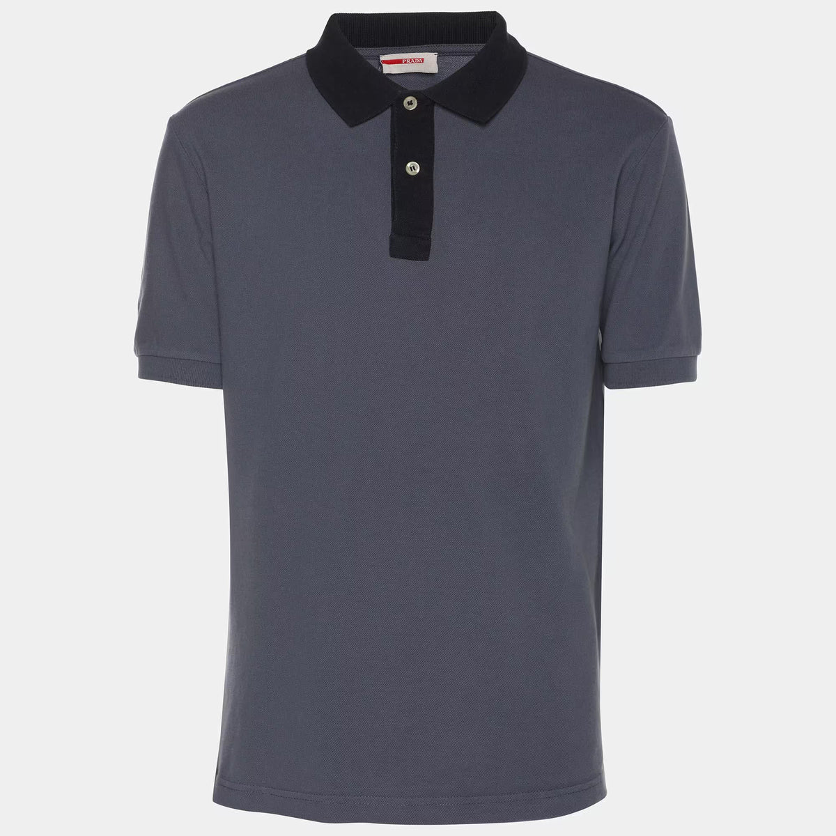 Prada Sport Grey Knit Collar Detail Polo T-Shirt L