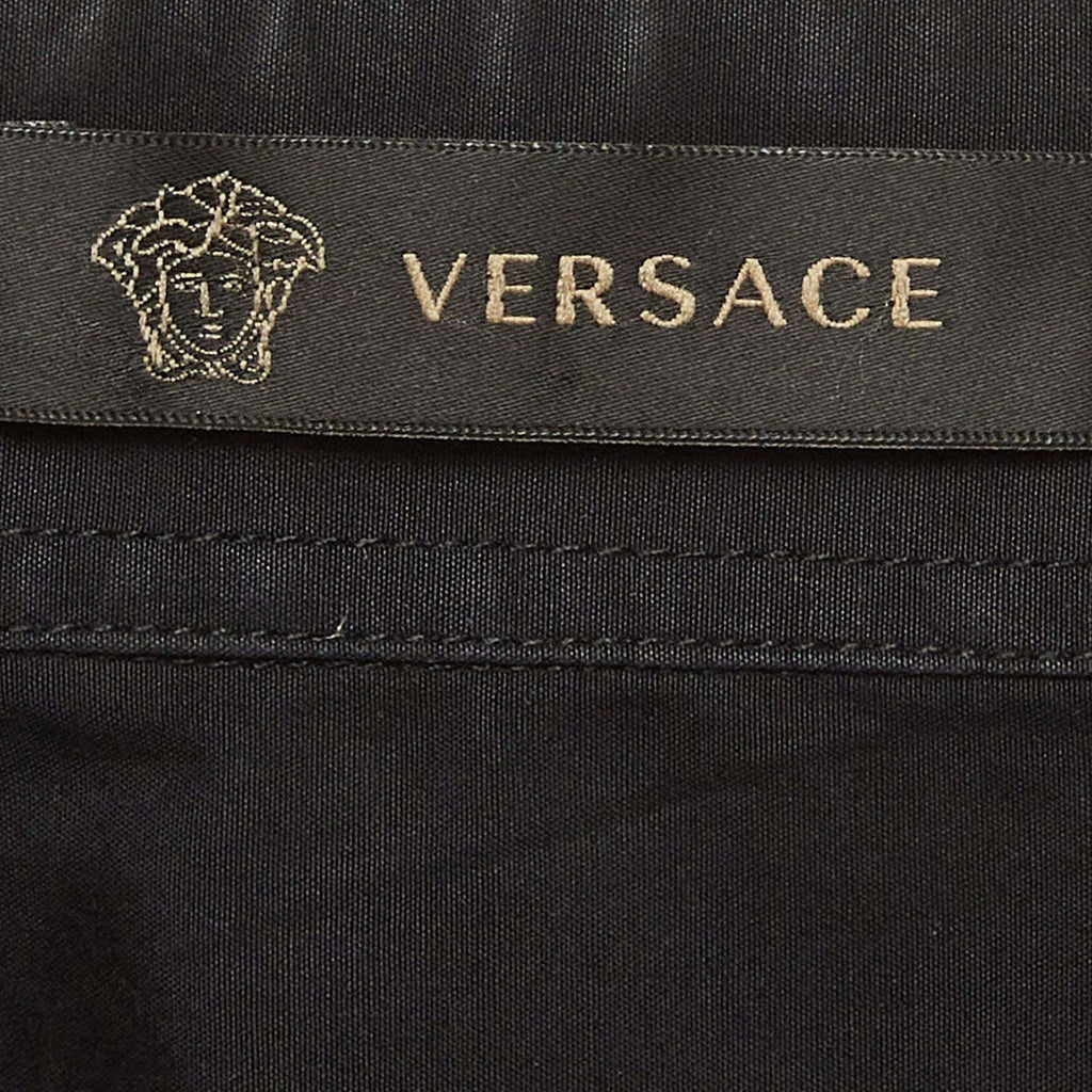 Versace Black Cotton Embellished Long Sleeve Shirt XS