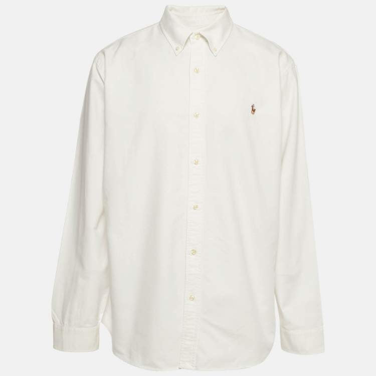 Polo Ralph Lauren White Cotton Button Down Custom Fit Oxford Shirt XXL