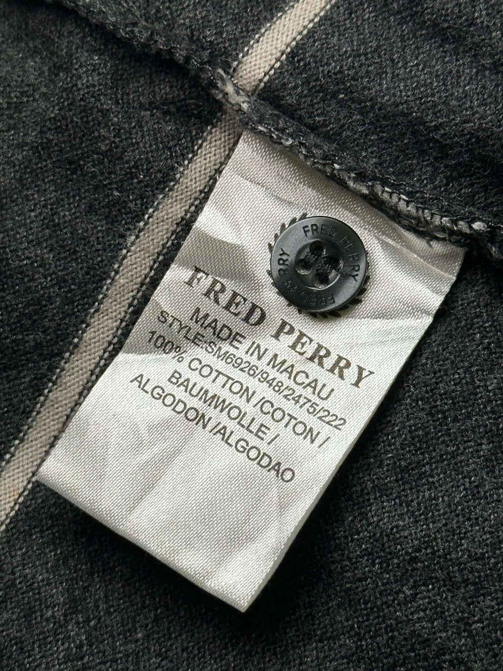 Fred Perry Men’s Long Sleeve Polo T-Shirt Size S