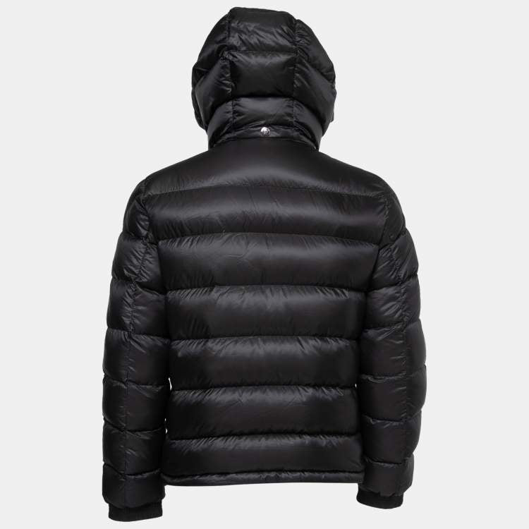 Moncler Black Synthetic Quilted Down Hooded Puffer Jacket M